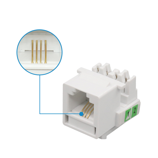 CAT3 RJ11 6P4C 90 Degree UTP Punch Down Keystone Jack