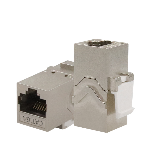 CAT6A STP 180 Degree RJ45 Female Keystone Jack Inline Coupler