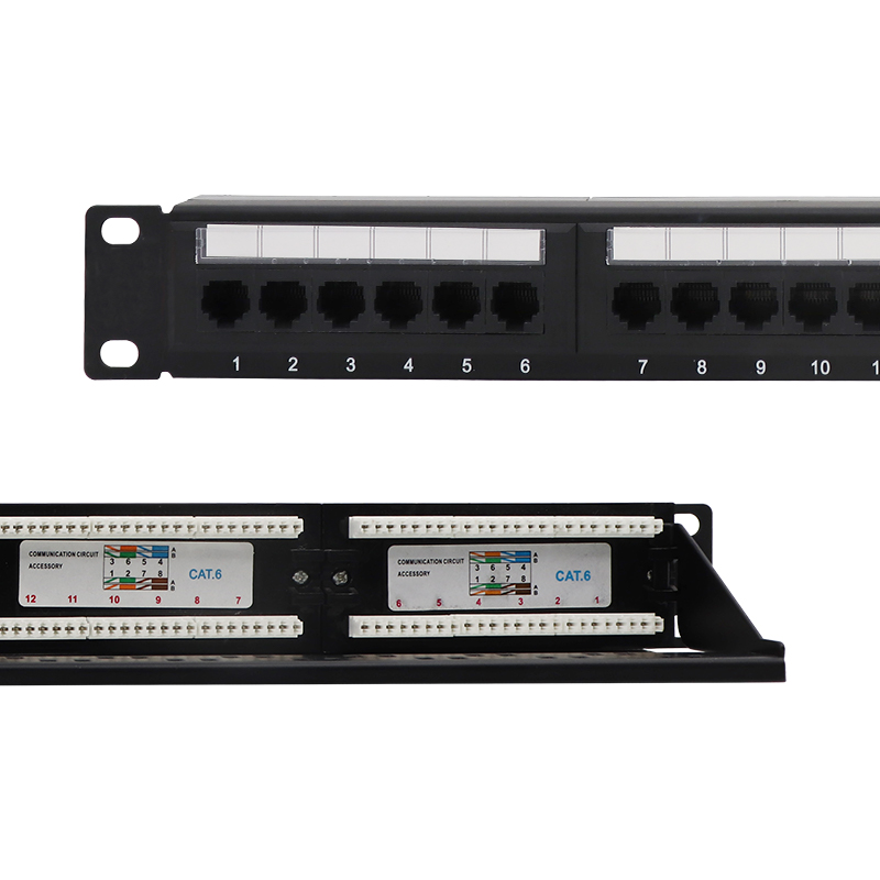 19''1U 24 Port CAT6 UTP Punch Down Patch Panel with Cable Manager