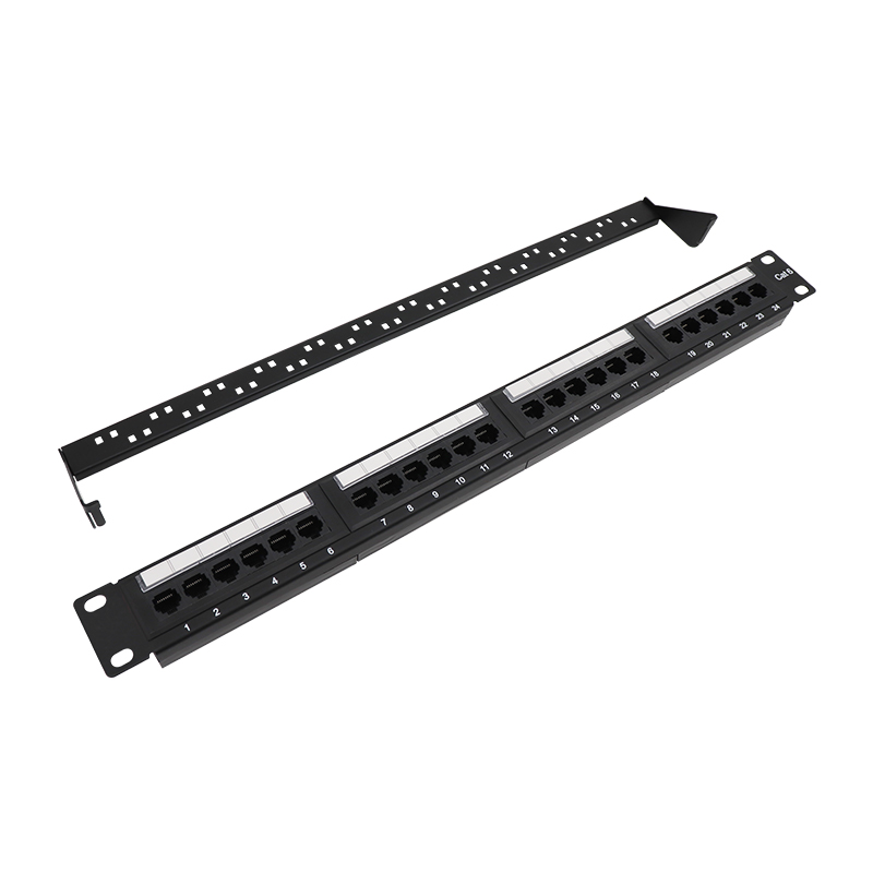 19''1U 24 Port CAT6 UTP Punch Down Patch Panel with Cable Manager